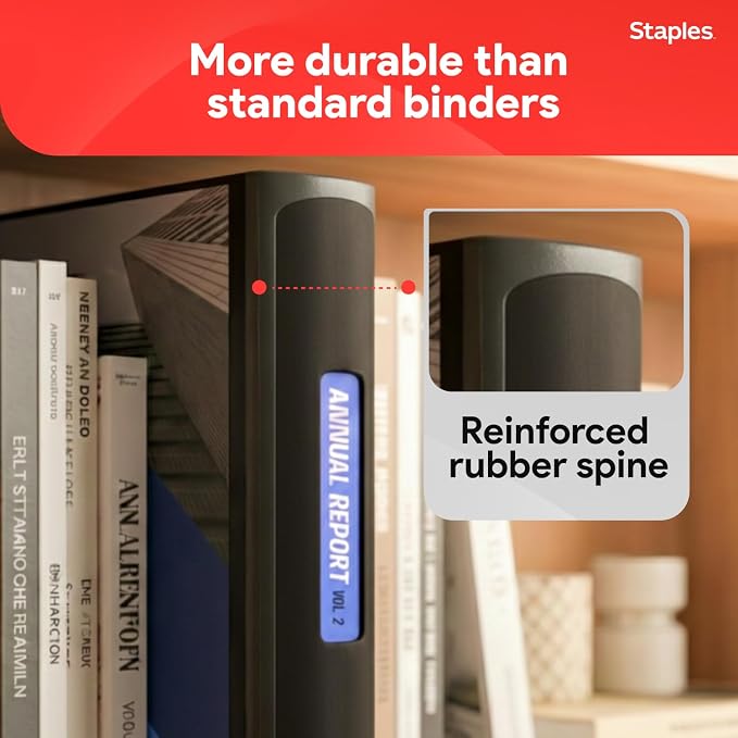 Staples Better 3-Inch D-Ring Binder, Black, Heavy-Duty, Large Capacity | Durable 3-ring binder for school and office document storage and organization.