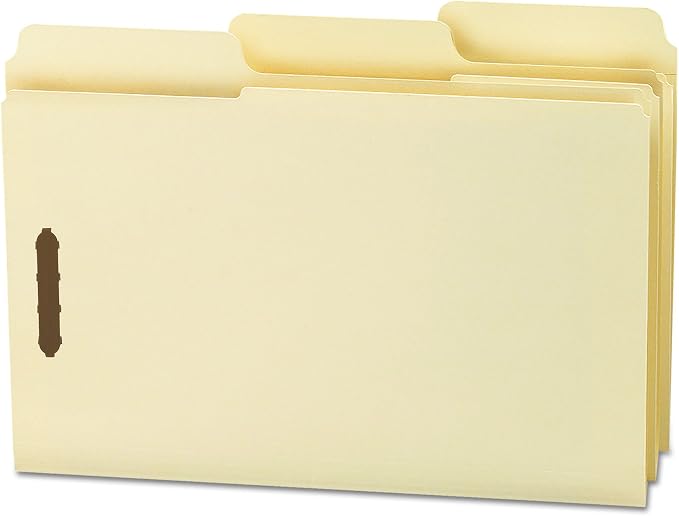 Smead SuperTab® Fastener File Folder, 2 Fasteners, Oversized 1/3-Cut Tab, Guide Height, Legal Size, Manila, 50 Per Box (19535)| (Pack of 5)