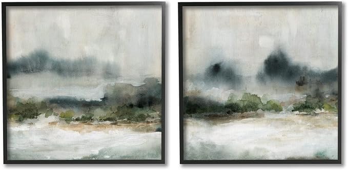 Somber Abstract Mountain Landscape, 17 x 17 Inch Framed Giclée Print Set | Stupell Industries · By Carol Robinson · Ready to hang · Modern decor for living room or office · Made in USA