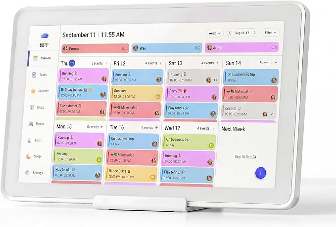 Mezed 21.5 Inch Digital Calendar, Touchscreen Wall‑Mount, White