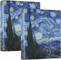3 Ring Binder Starry Night Art Painting 1.5 Inch Binders A4 Size Cute Decorative Hardcover with 3 Interior Pockets Binder Organizer for Home School Office Supplies, 2 PC