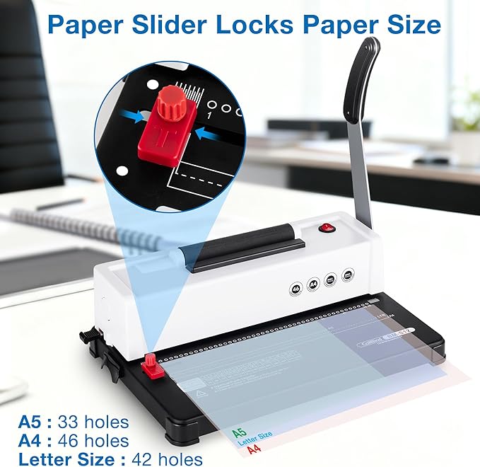 Lumoshine Spiral Coil Binding Machine, 12 Sheets Punch Capacity, Electric Coil Insert, Book Binder Machine for Letter/A4/A5/ Size Paper, with 100pcs 5/16'' Coils & Plier