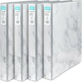 Yoobi 1 Inch Marble Gray 3-Ring Binders, PVC-Free, 220 Sheets, 4-Pack | 8-Tab Design, Sturdy Poly Construction, Blank Sticky Labels Included, 4-Pack