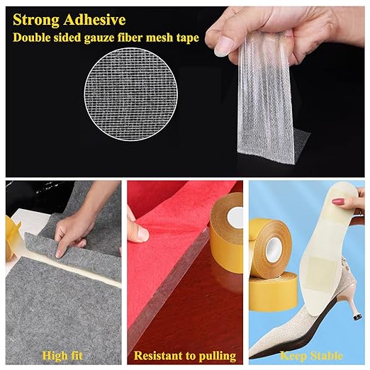 KAIYUER Thin Double Sided Fabric Tape Heavy Duty, 1" x 66 FT,Strong Double Sided Tape for Clothes,Crafts,Walls and Woodworker,No Glue Residue High Stickness Mounting Tape