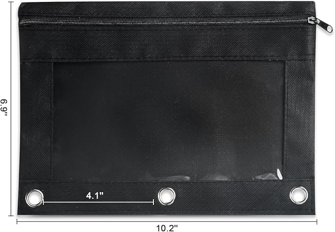 Ochido Pencil Pouch for 3 Ring Binder Bulk, 30 Pack in Black, Sturdy and Durable 3-Hole Binder Cloth Pencil Bag, Zipper Pencil Case with Clear Window for Storing School Office Supplies | Sturdy and Durable 3-Hole Binder Cloth Pencil Bag, Zipper Pencil ...