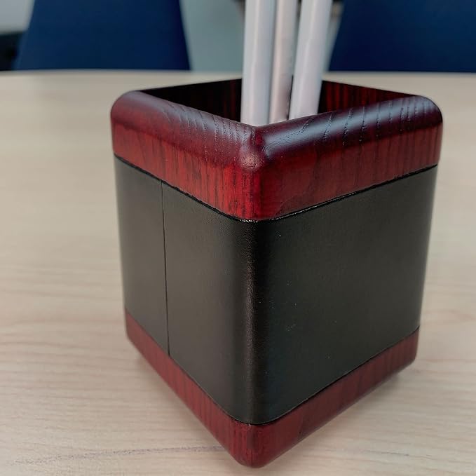 Dacasso Rosewood and Leather Pencil Cup