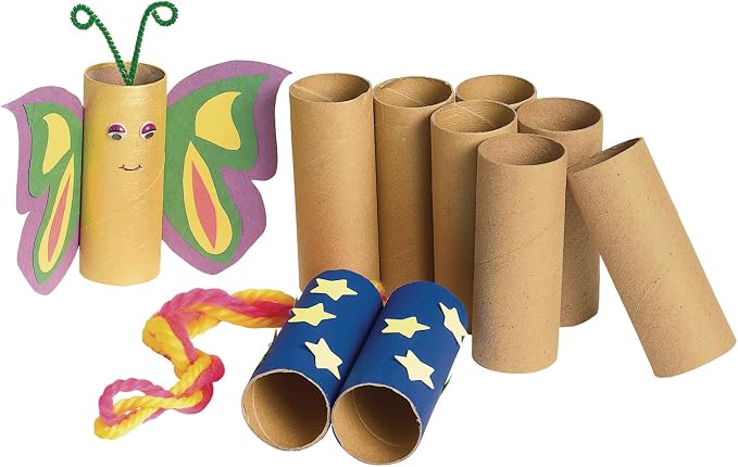 Colorations Recycled Craft Rolls, Set of 24, Sturdy Cardboard Tubes | Ages 4+, PreK+, Set of 24, Arts & Crafts, Great 3D Structures, STEAM