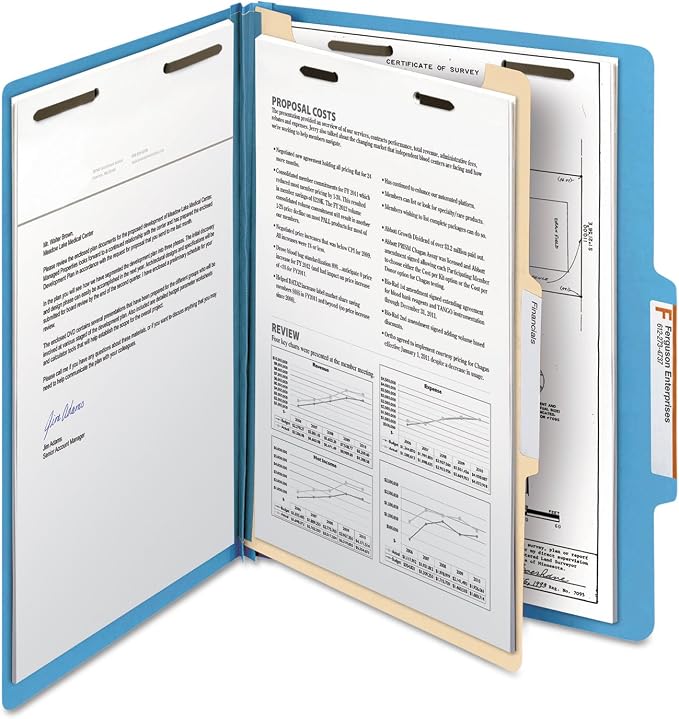 Smead Classification File Folder, 2" Expansion, 2/5-Cut Tab, Letter Size, 10 per Box (1 Divider, Blue)