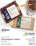 Avery® Printable Rectangle Labels, 3" x 3.75", Pearlized Ivory, Laser & Inkjet Compatible, 48 Customizable Label Stickers, Great for Product Branding, Favors, Thank You Stickers, and More (22823)