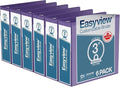 Easyview Premium 3-Ring Binders with Clear-View Covers and Round Rings, Binders for School or Office, 3 Inch, Pack of 6, Purple