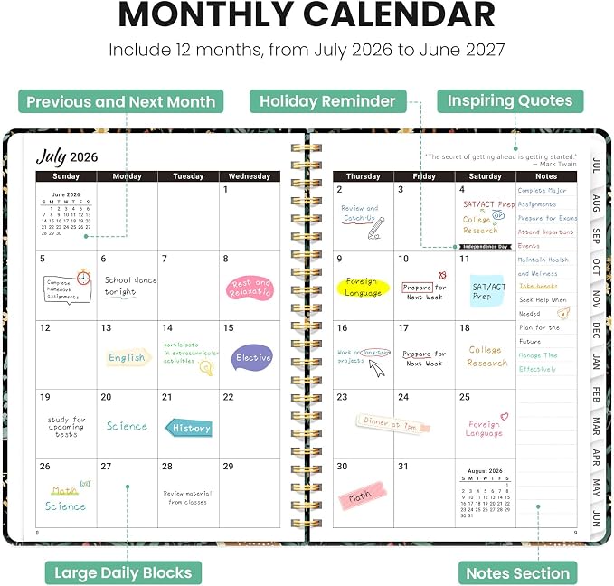 ZOTIA Planner 2026-2027, Jul 2026-Jun 2027 Weekly & Monthly Calendar