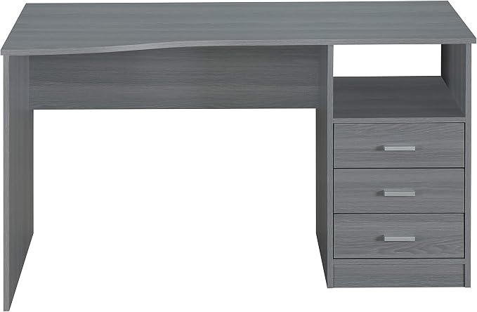Techni Mobili 51 Inch Classic Computer Desk w/Drawers & Storage, Grey | 51 Inch classic desk with 3 drawers, spacious storage, sturdy frame, and functional home office workstation for modern setups