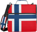 Fisyme Flag of Kingdom Norway Zipper Binder 3 Ring with Zipper and Shoulder Strap Large Capacity Multi-Pocket Binder Organizer