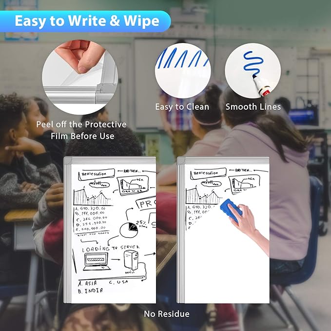 maxtek Mobile Dry Erase Board – 40x28 inches Magnetic Portable Whiteboard Stand Easel White Board Flipchart Easel Board with 25 Sheets Paper Pad for School Supplies