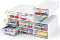 9 Pcs Stacking Office Drawer Organizers - Desktop & Wall Mounted 9 Drawer Storage Closet with 18pcs Clear Dividers Multifunctional Organizer Rack with 9pcs Tag Card for Home Small Items | Track to Lock into Each Other, Stackable without Slipping, 8.7"D...