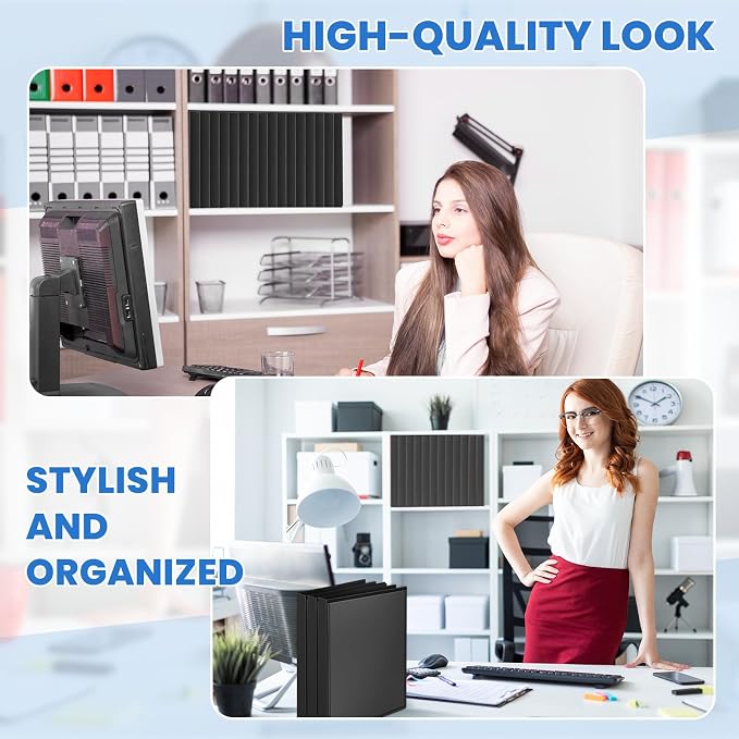 Henoyso 4 Pcs 1" Legal Size PP Plastic Binders with View Cover, Durable 3 Ring Black Binders for 8.5" x 14" Paper, Hold up to 175 Sheets for Documents, Office, Home, Work Places