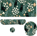 Cat Mouse Pad Set Cute Black Cats Floral Garden Gaming Mousepad 4in1 Desk Mat for Desktop Anti-Slip XXL Big Computer Ergonomic Mousepad with Wrist Support for Keyboard and Mouse