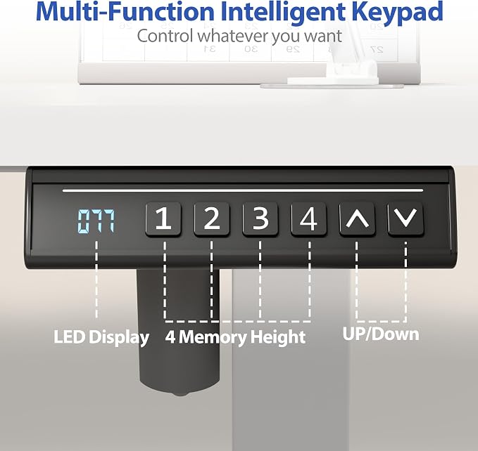 YESHOMY Height Adjustable Electric Standing Desk, 63 x 24 Inches Memory Home Office Sit Stand up Desk with Phone Holder and USB Charging Port, White