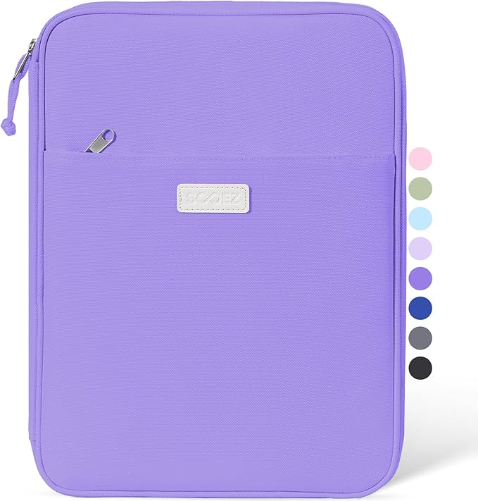 Sooez Zipper Binder Bag, 1 Inch Binders 3 Ring O-Ring, 5-Tab Divider Folder | Expanding File Folder, 500-Sheet Capacity Three Ring Binder, Organizer Storage Student School Classroom Supplies, Deep Purple