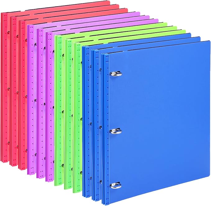 WOT I 12-Pack Telescoping 3 Ring Binder(0.75"), Expandable Flexible Binder - Patented Design for Easy Portability, Holds 8.5"x11" Paper, Assorted Colors, School Office Supplies