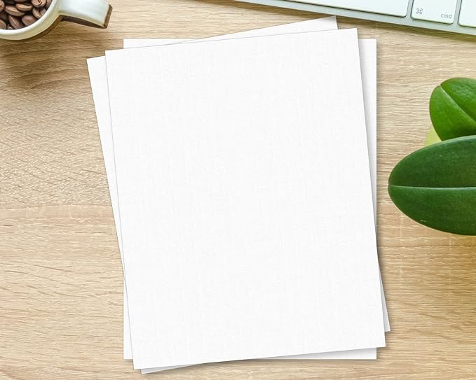 Linen Textured Cardstock White 100 Sheets 80 lb Cover, 8.5 x 11 Inches for Printers, Invitation, Arts and Craft, Scrapbook, DIY Projects