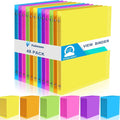 Fulmoon 48 Pack 3 Ring Plastic Binders 1/2 Inch Bulk with 2 Pockets, Flexible Binder Loose Leaf Hardcover, Fit 12" x 10" US Letter Size Paper, for School Office Home, 6 Colors(Bright)