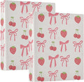 Red Cherry Bow and Strawberry 1.5 Inch Binders 3 Ring for Letter Size Holds 200 Sheets Notebook Binder with Clipboard for Women or Men