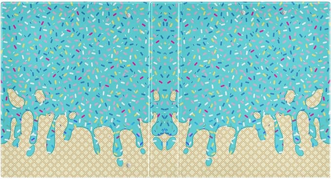 3 Ring Binder Teal Blue Ice Cream Print 1.5" Round Ring Binders View Binder with 200 Sheet for Kids School Supplies Women Men Office, 1 Pack