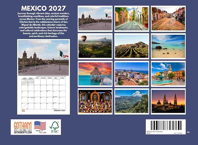 Mexico Calendar 2027 Mexican Monthly Wall Calender 12 Month