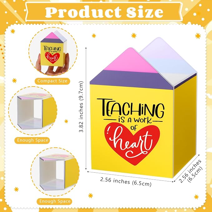 Sherr 6 Pcs Back to School Teacher Gifts Inspirational Pencil Cups Bulk | First Day of School Gifts for Teachers, Acrylic Pencil Shaped Pen Holders, Appreciation Gifts for Teachers Counselors School