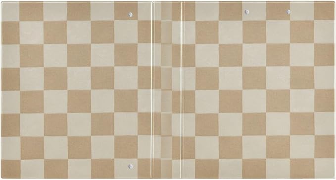 3 Ring Binder with Checkered Beige Design - 1.5 Inch Heavy Duty Three-Ring Binder with 2 Pockets, Round Rings for Office Supplies (Letter Size)