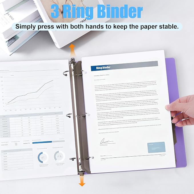 4 Pack 2 Inch 3 Ring Binder & 5 Tab Dividers with 2 Pockets | Fits 8.5x11" Letter Size, Holds 400 Sheets, Large Capacity Binder Organizer with Pockets, Refillable 3 Round Ring Binder
