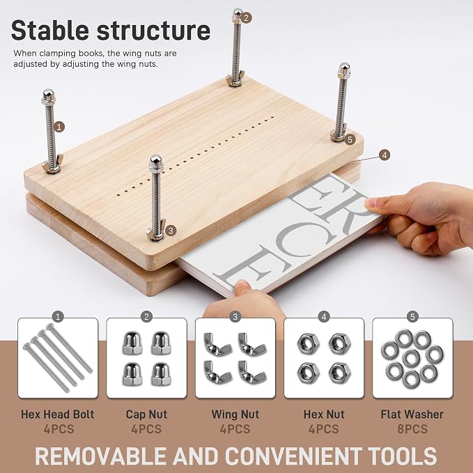 UzecPk 11.8 X 7.6 Inches Book Press Bookbinding Press Book Binding Kits | Book Binding Press Wood Press Book Binding Materials Tools for Diy Bookbinding Books Making