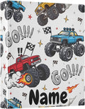 Custom 3 Ring Binder Truck Racing Car Flag 1.5" Round Ring Binders Personalized Name View Binder with 200 Sheet for Kids School Supplies Women Men Office, 1 Pack