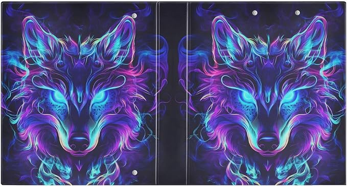 3 Ring Binder Mystical Wolf Face 1.5" Round Ring Binders View Binder with 200 Sheet for Kids School Supplies Women Men Office, 1 Pack