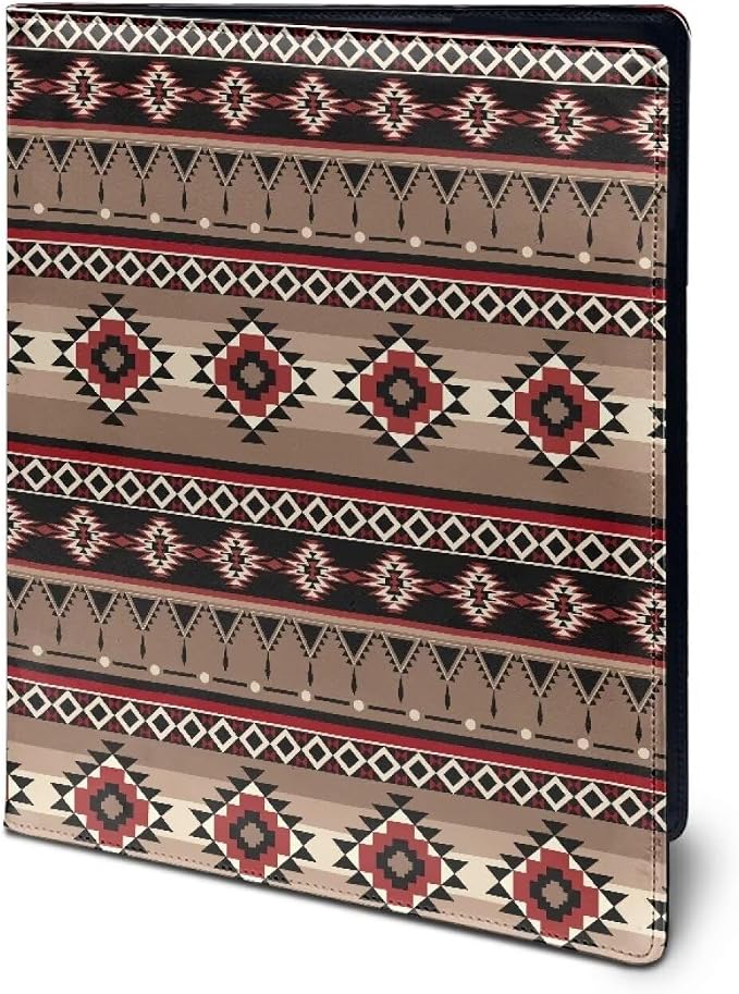Dreaweet Indian Aztec Print Portfolio Leather Padfolio Binder for Women Men,Interview Resume Folder Legal Document Business Organizer Card Holder Letter Sized Writing Pad