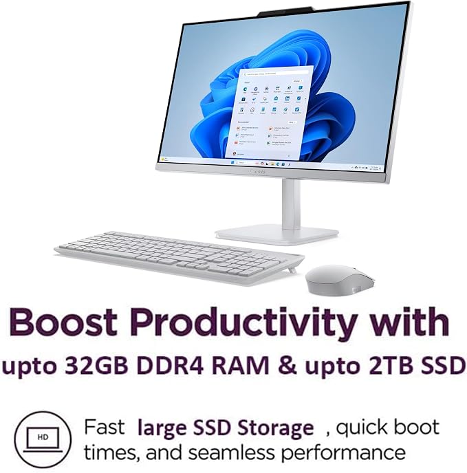 Lenovo 24" FHD All-in-One Desktop Computer for Home & Office, Intel Processor, 16GB RAM, 512GB PCIe + 500GB External, Business AIO, HDMI, Bluetooth 5.2, Vent-Hear, Wireless Keyboard & Mouse, Win 11