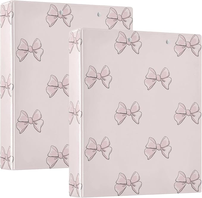 Cute Beautiful Pink Bows 1.5 Inch Binders 3 Ring for Letter Size Holds 200 Sheets Notebook Binder with Clipboard for Women or Men