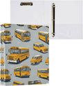 Caikeny 3 Ring Binder Cartoon Yellow School Buses 1.5 Inch Binders Round Ring Clipboard with 2 Pockets for Office Supplies