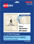 Avery® Pearlized Ivory Rectangle Labels, Sure Feed® Technology, Print-to-The-Edge, 3" x 3.75", 600 Pearlized Ivory Labels, Laser/Inkjet Printable