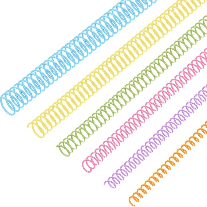 Leinuosen 120 Pack Binder Coils,1/4 5/16 3/8 1/2 5/8 3/4 Inch,Colorful | Plastic Spiral Binding Coils for Documents, Reports, Notebooks, Compatible with Standard Binding Machines, Office Supplies