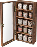 Ikee Design Wood 5 Shelf Wall-Mounted Case Display,Tempered Glass Door | Wall Mounted Wooden Collectible Display Case 5 Shelf Display Storage Accessories with Tempered Glass Door, Brown Color