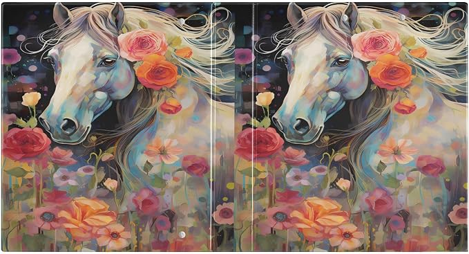3 Ring Binder, Animal Pattern Horse Watercolor File Folder Holds 200 Sheets File Storage for Women Men School Office Supplie