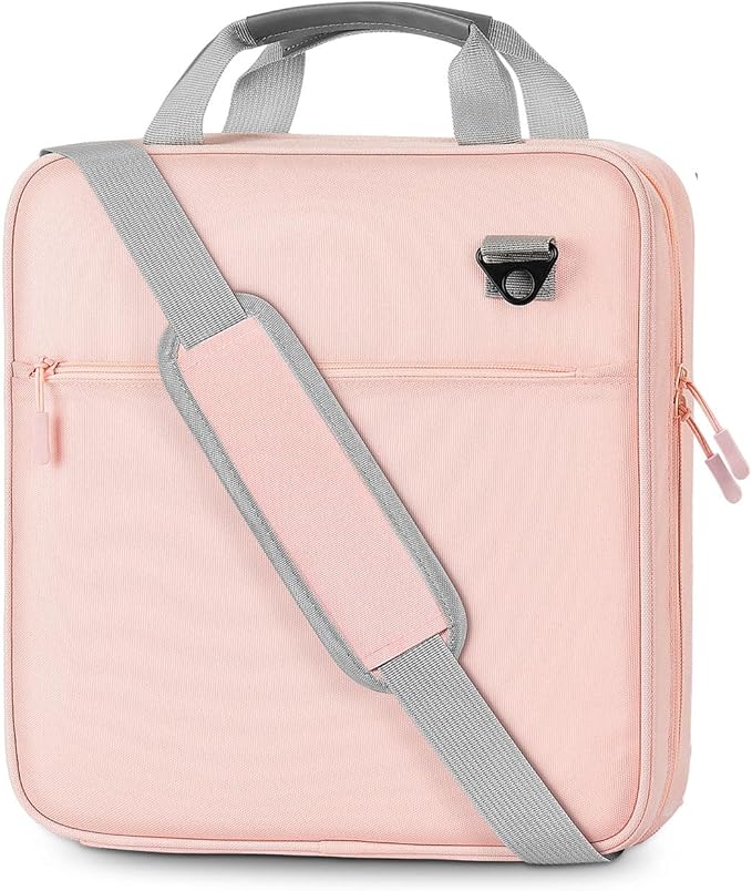 MoKo Zipper Binder, 2-Inch 3 Ring Binder with Zipper, 500 Sheets Capacity Zipper Binders with Shoulder Strap & Handle, Multi-Pocket Zipper Bag Organizer for Work School, Pink & Gray