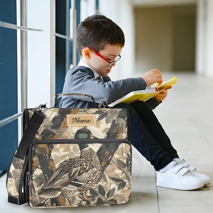 Custom Mallard Ducks Camouflage 3 Ring Zipper Binder with Handle | 1.5 inch Binder Organizer 2 inch Binder Organizer, Multi Pockets Office File Folder with Shoulder Strap 500 Sheet Capacity