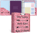 3 Ring Binder, 3 Inches Round Ring Binder with Clipboard, Dividers Tabs, PVC Zipper Bag Sleeves & to Do List Planners for Women, Men, School, Office Supplies, Work Hard