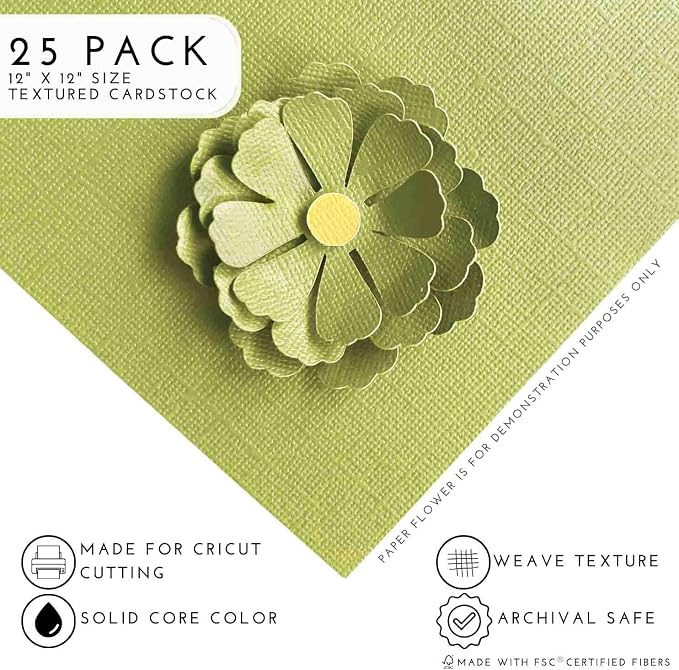 MINT—12x12 Textured Cardstock | 80lb Textured Green Scrapbook Paper | Premium Cardstock for Cricut Cutting | 25 Sheets