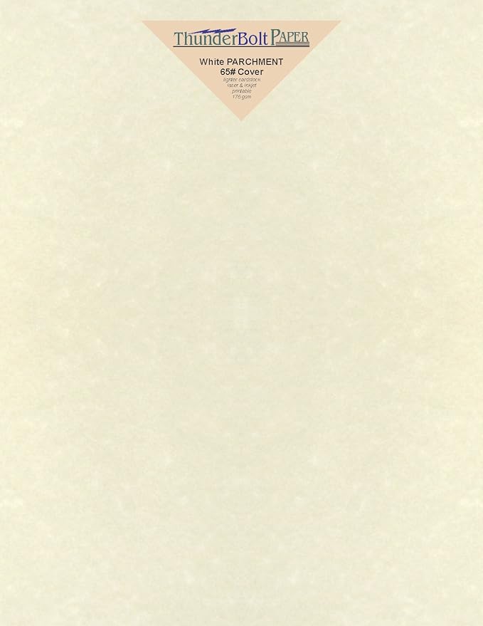 75 Old White Parchment 65lb Cover Weight Paper 7" X 10" (7X10 Inches) Double 5X7 Card Size - Folds to 5X7 - Printable Old Parchment Semblance