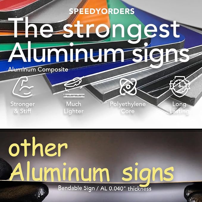 SPEEDYOOKS Custom Outdoor Metal Sign, Personalized Aluminum, Customized Safety, Business, Waterproof - White Aluminum (Black & Yellow, 20x20 In)