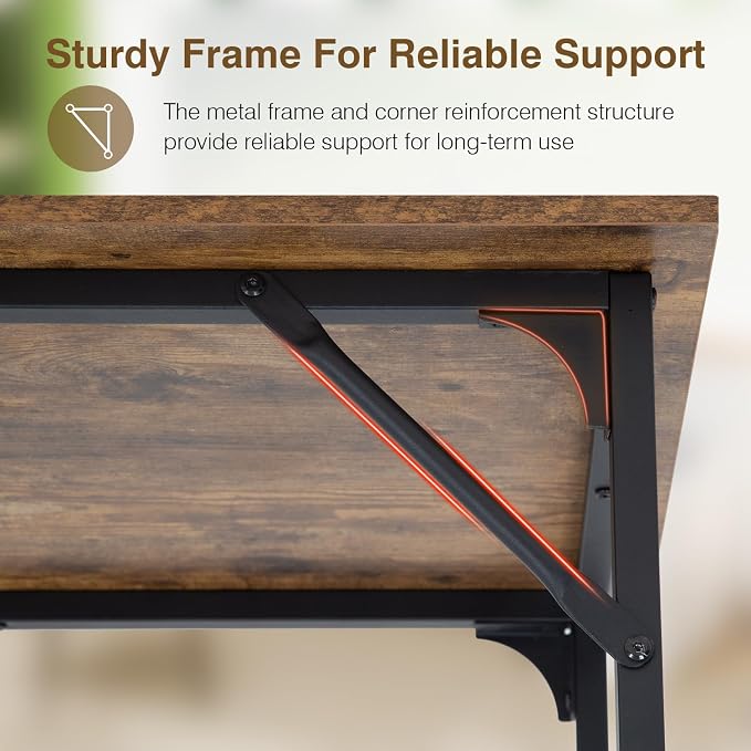 FDW 39 inches Computer Desk, Modern Simple Style Desk for Home Office, Study Student Writing Desk,Brown
